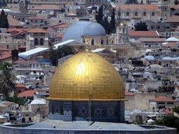 Beautiful shining golden dome of the temple in Jerusalem