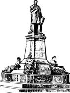 Black and white drawing of the statue of Engineer