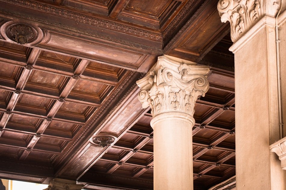 Wooden ceiling in Milan in Italy