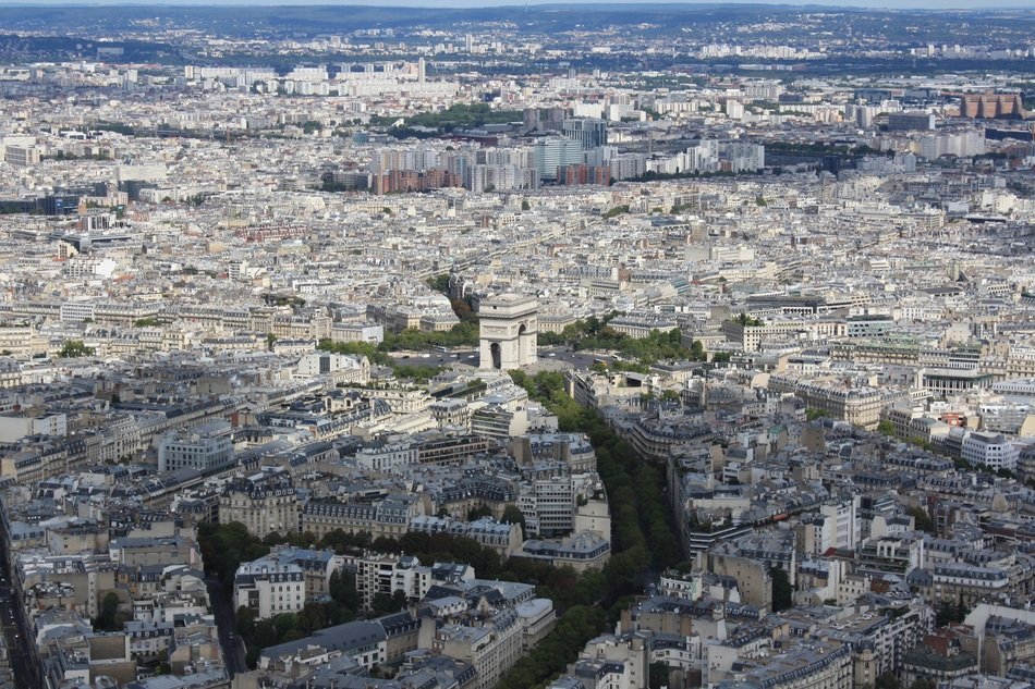 aerial view of Paris, France