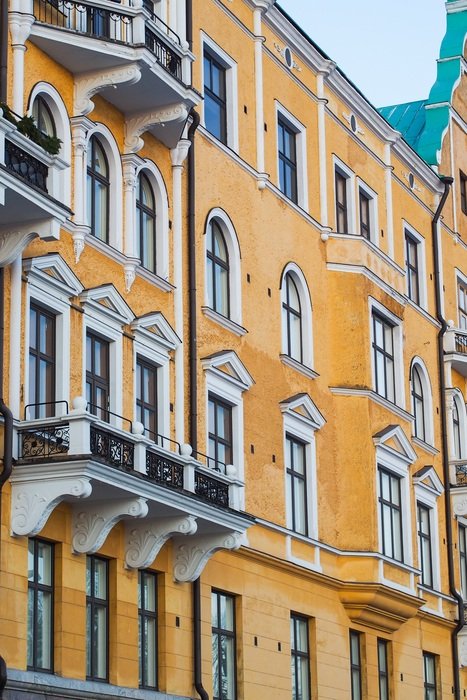 yellow wall house in Helsinki