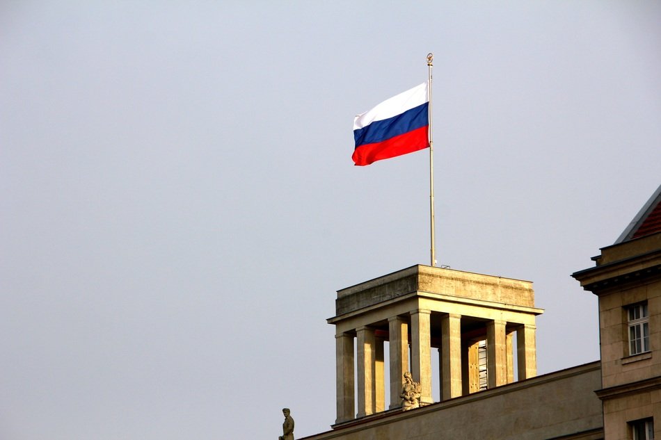 The Flag Of The Russian Embassy In Berlin