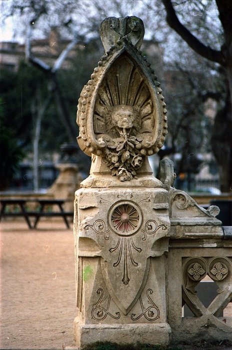 antique Stone Carving, street fence, spain, barcelona