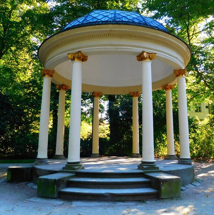 gazebo in the Sun Temple park in Bavaria, Germany
