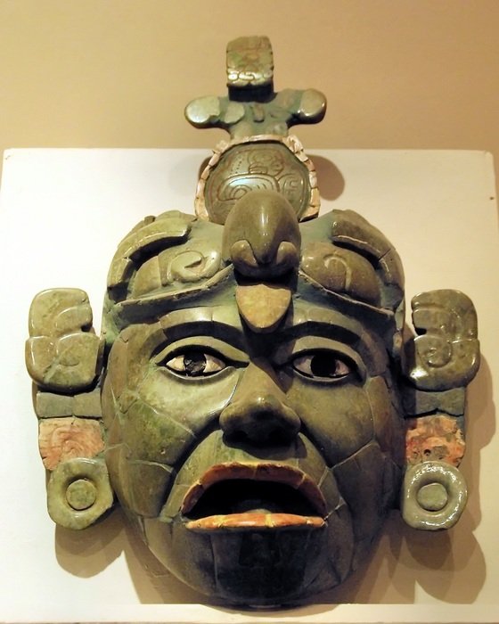 jade mask in a museum in guatemala