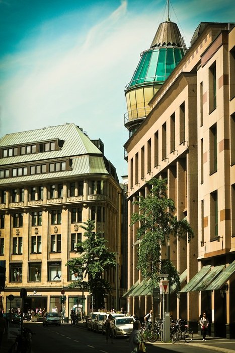 modern architecture in düsseldorf in sunny day