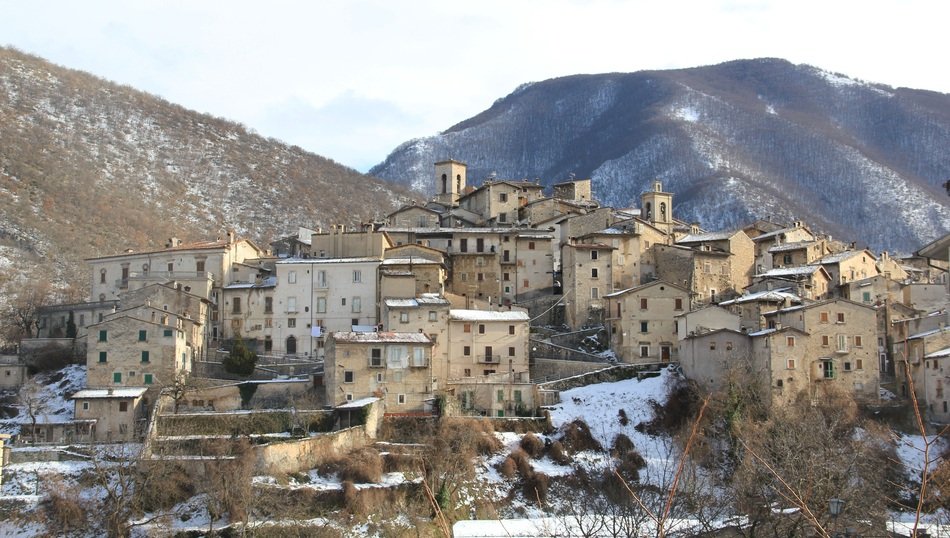 Landscape of Abruzzo town in winter