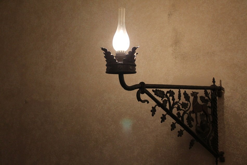 Lamp on the wall in the castle