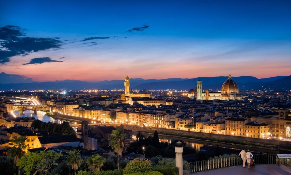 Cityscape of Florence city at the sunset