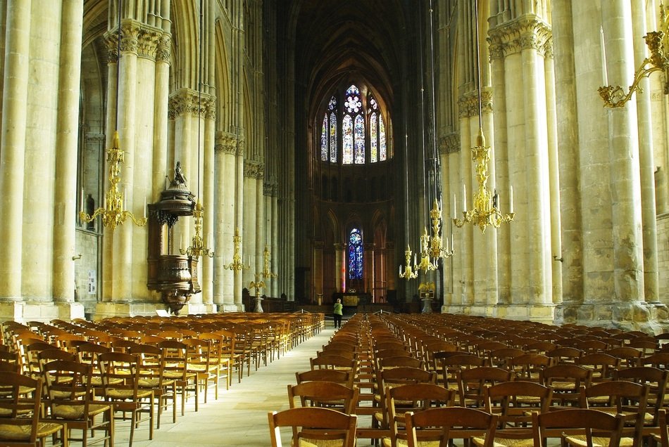 wooden chairs in the cathedral