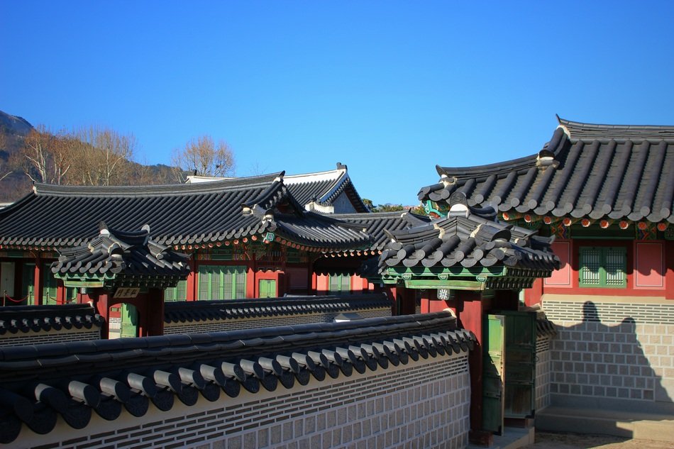 view of the roofs of the royal palace in seoul