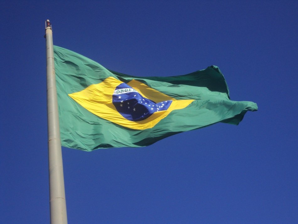 Brazil flag on the wind