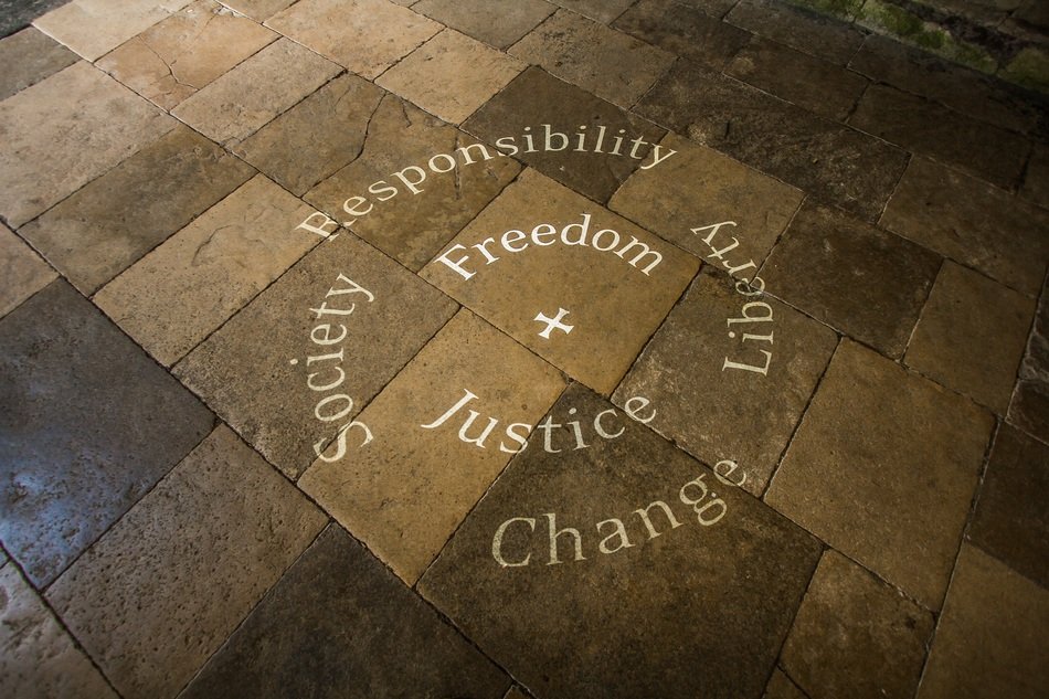 Salisbury cathedral light effect on the floor