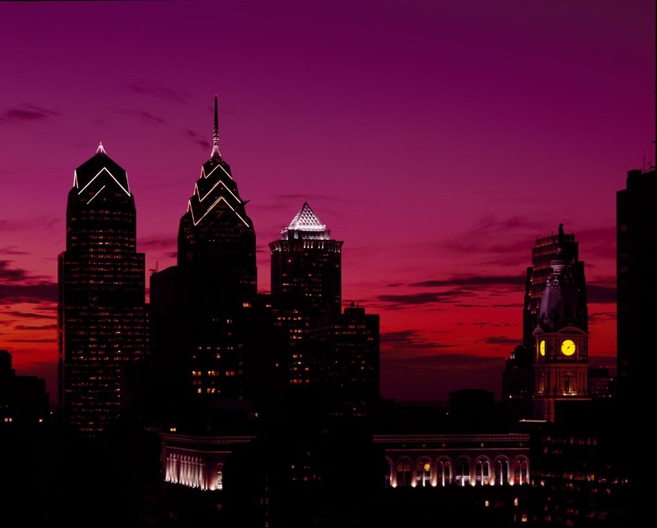 skyscrapers at night in pennsylvania