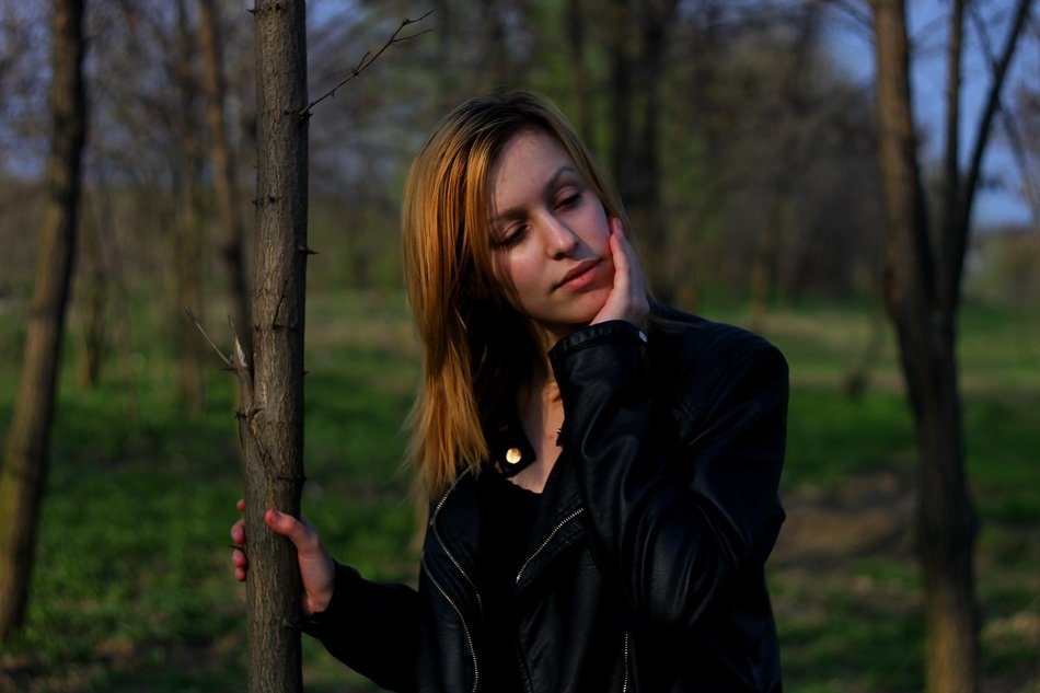 model in the spring garden