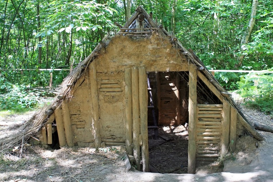 wicker bungalow among the forest