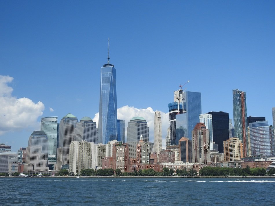 view from the water to the skyscrapers of new york