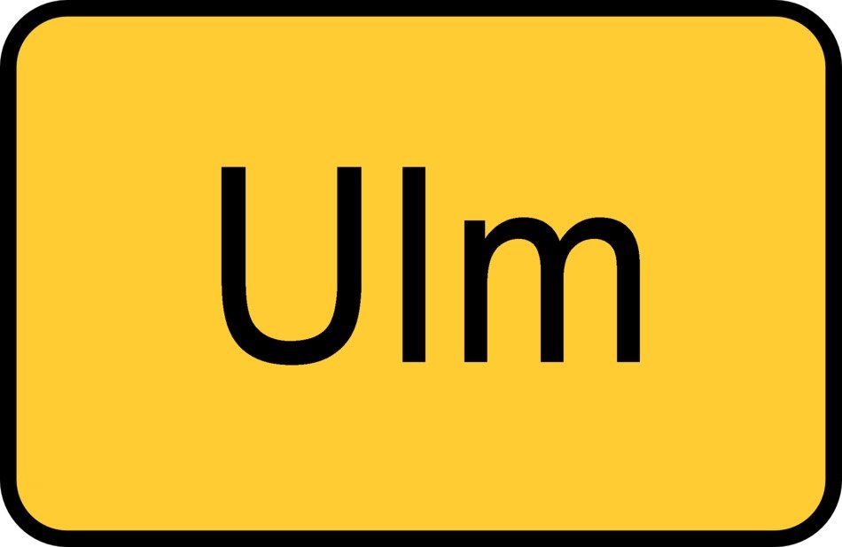 yellow sign of the city of ulm