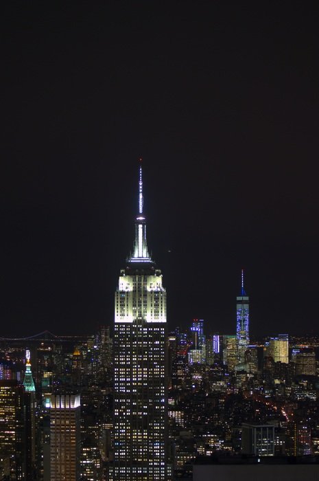 illuminated world trade center at night