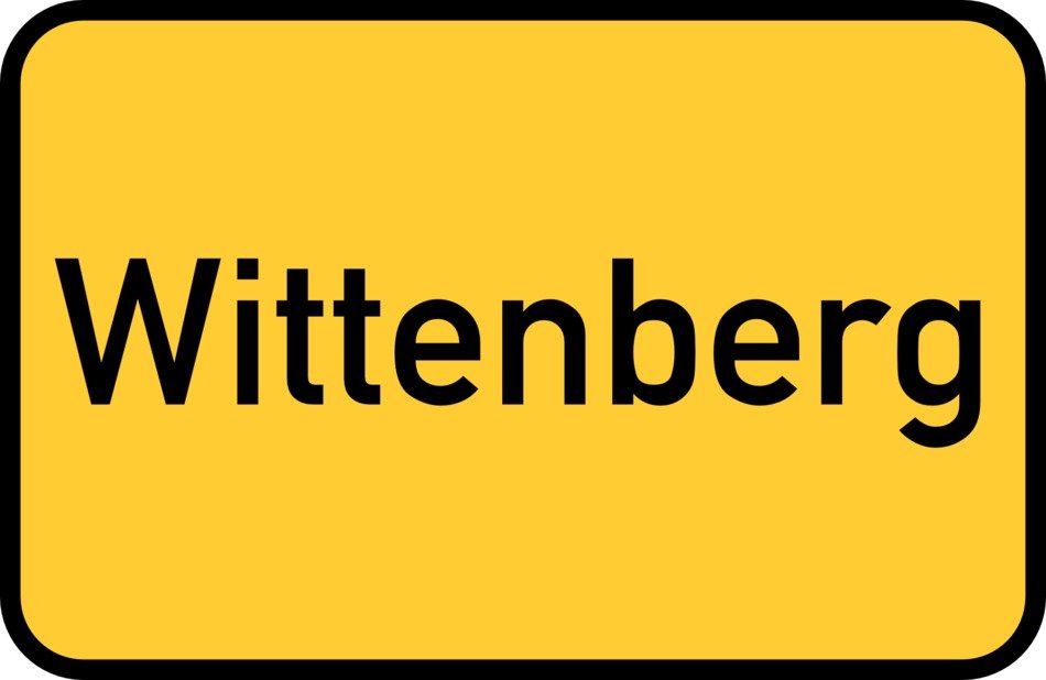yellow city signpost Lutherstadt Wittenberg