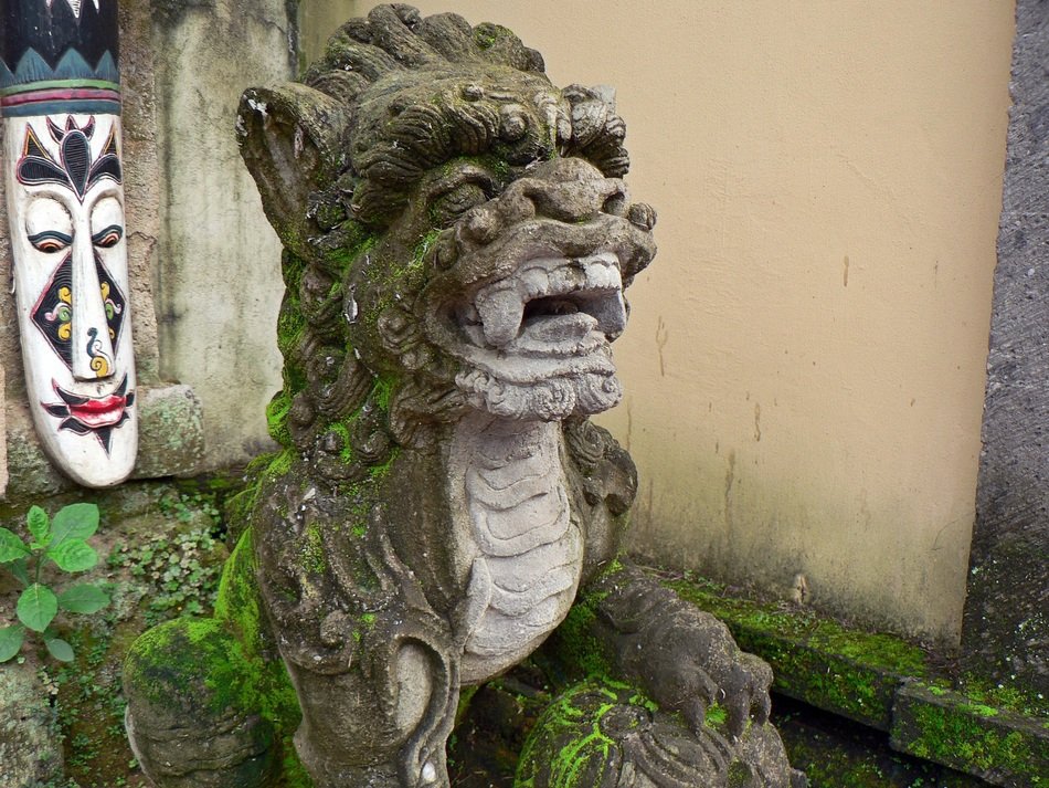 stone pagoda sculptures in Indonesia
