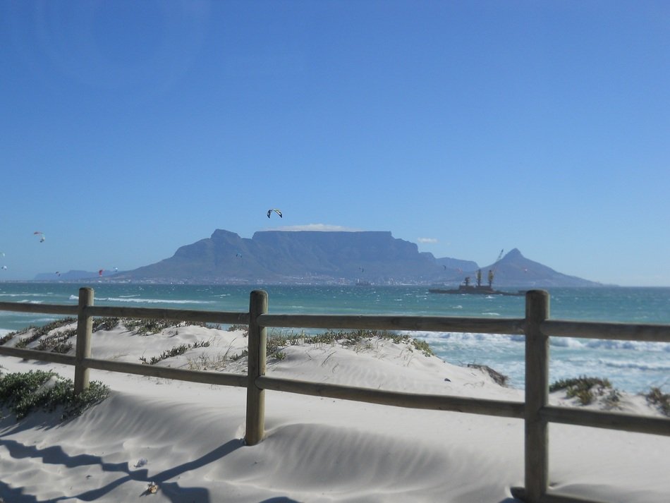 fence in the sand on table mountain