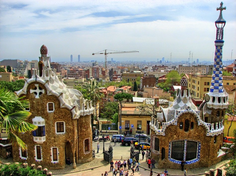 panorama of guell park in barcelona