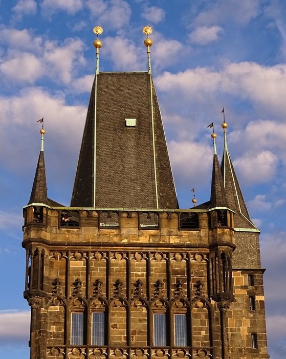 architecture of the Charles Bridge in Prague