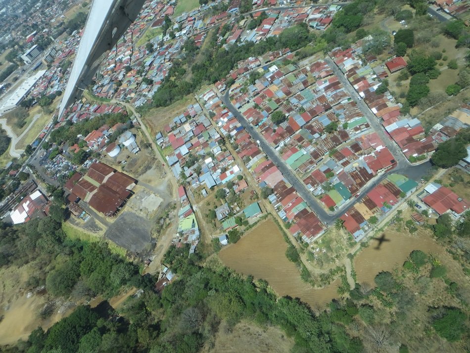 view from the plane to the city