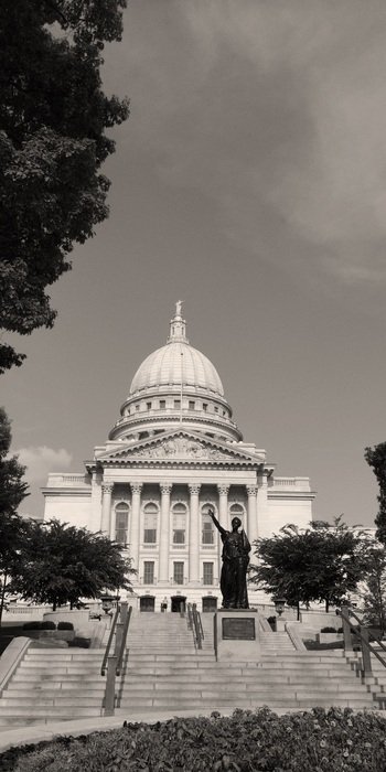 Distant view of the Wisconsin courthouse