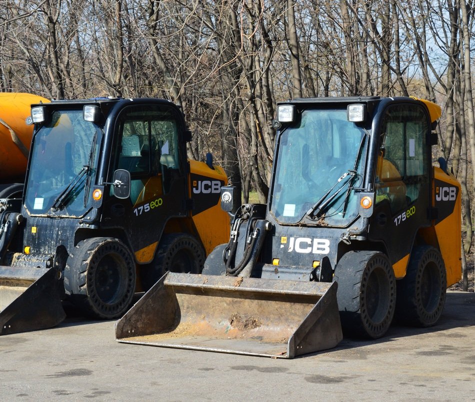 Excavators on a road