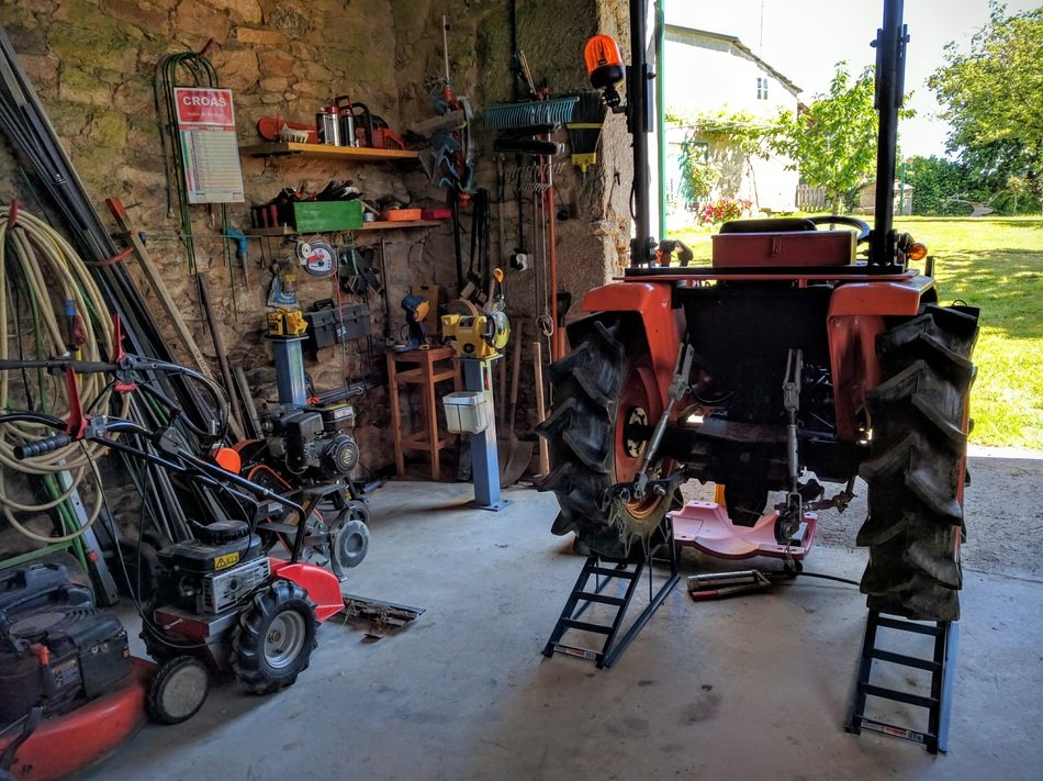 tractor in the home workshop