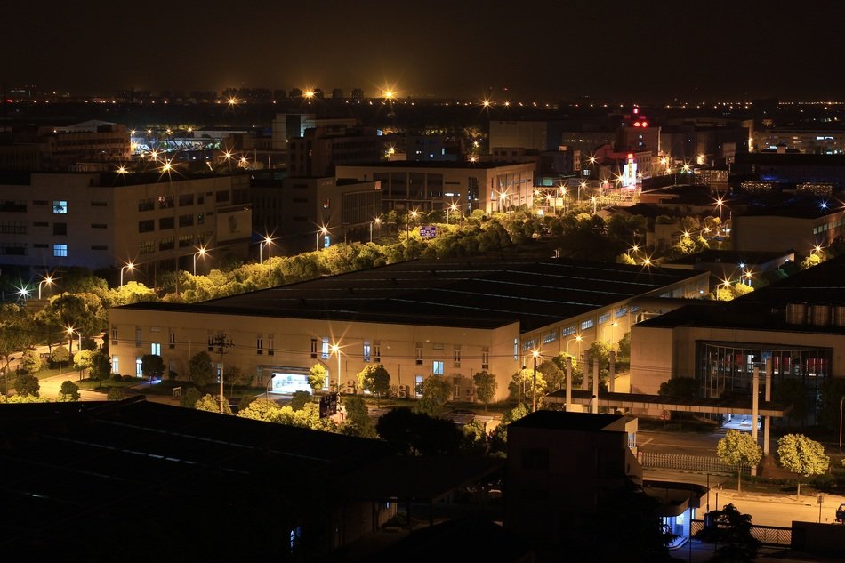 panoramic view of pudong district in shanghai at night