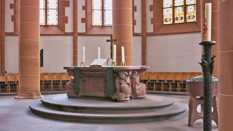 altar in the temple in Heidelberg, Germany