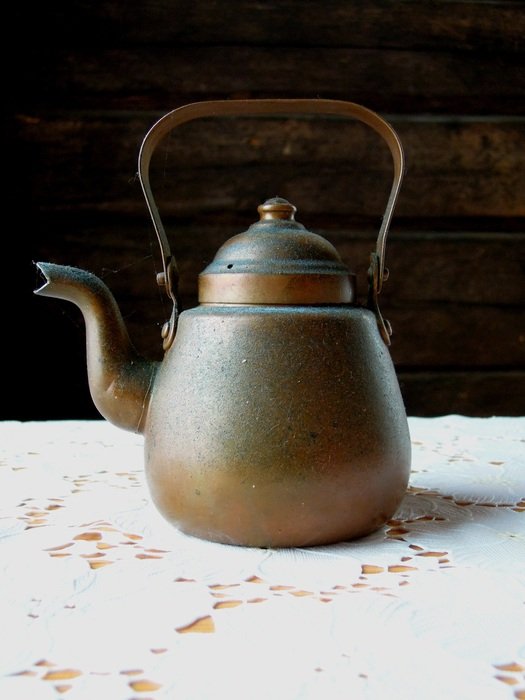 retro coffeepot close up on the table