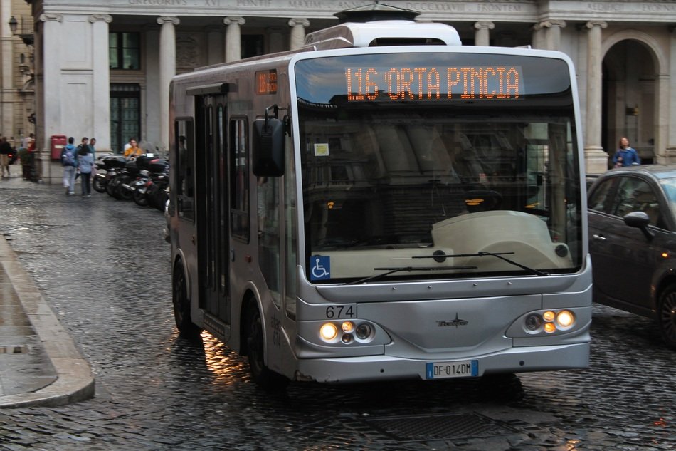minibus in the street of Rome