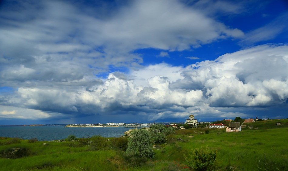 blue cloudy sky in Crimea