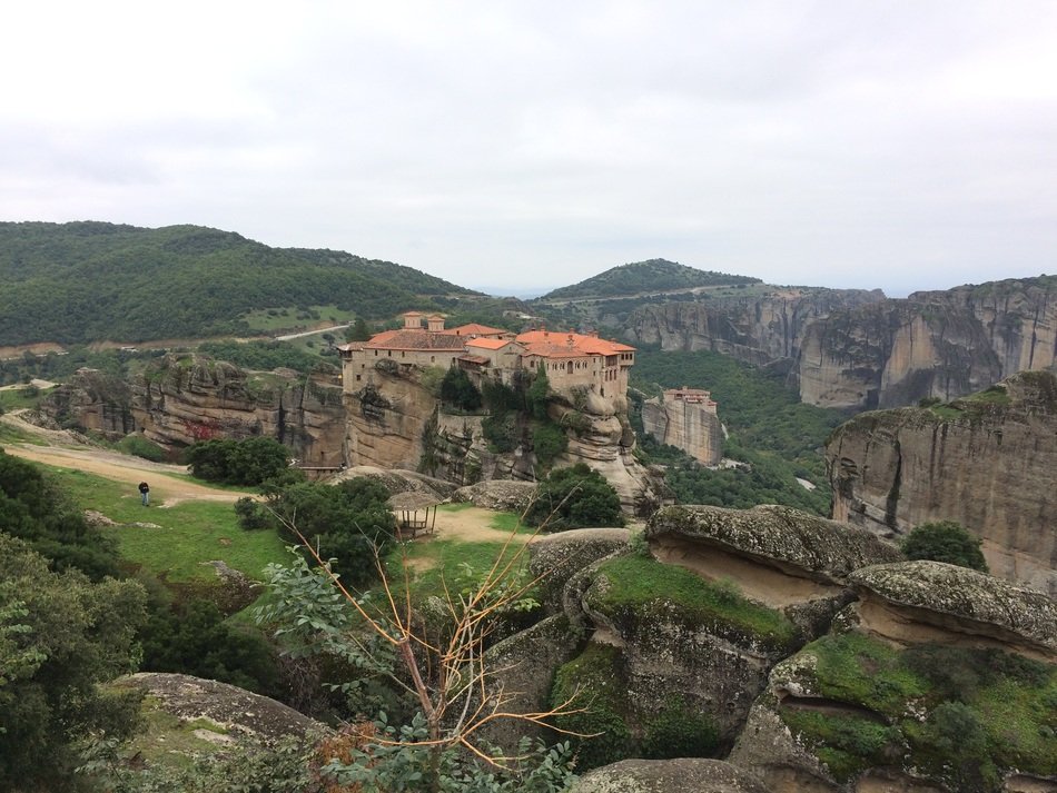 panorama of the monastery in the mountains of greece