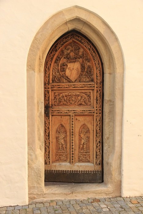 carved wooden door