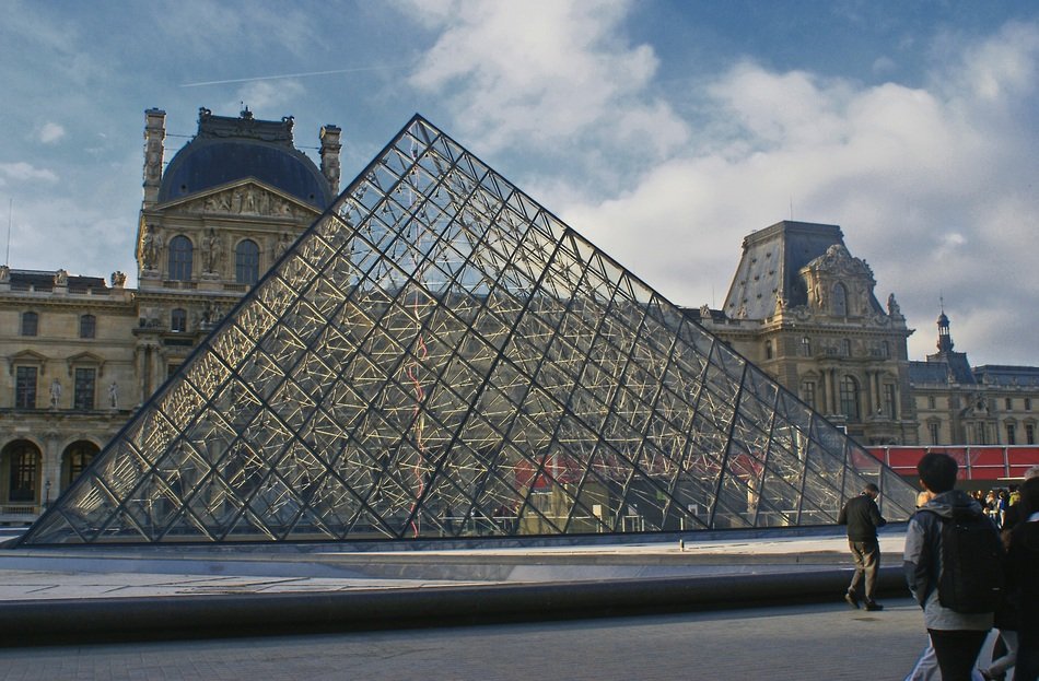 metal and glass pyramid