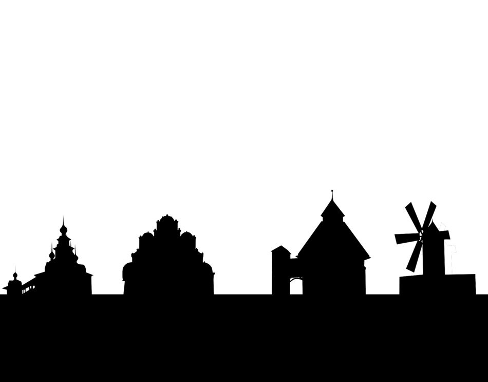 the silhouettes of the buildings drawing