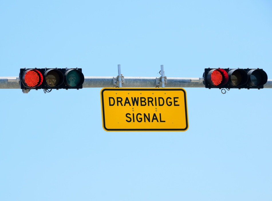 red draw bridge signal