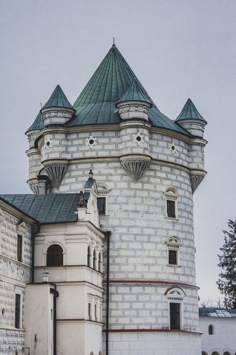 Krasiczyn Castle, tower at sky, Poland, Krasiczyn