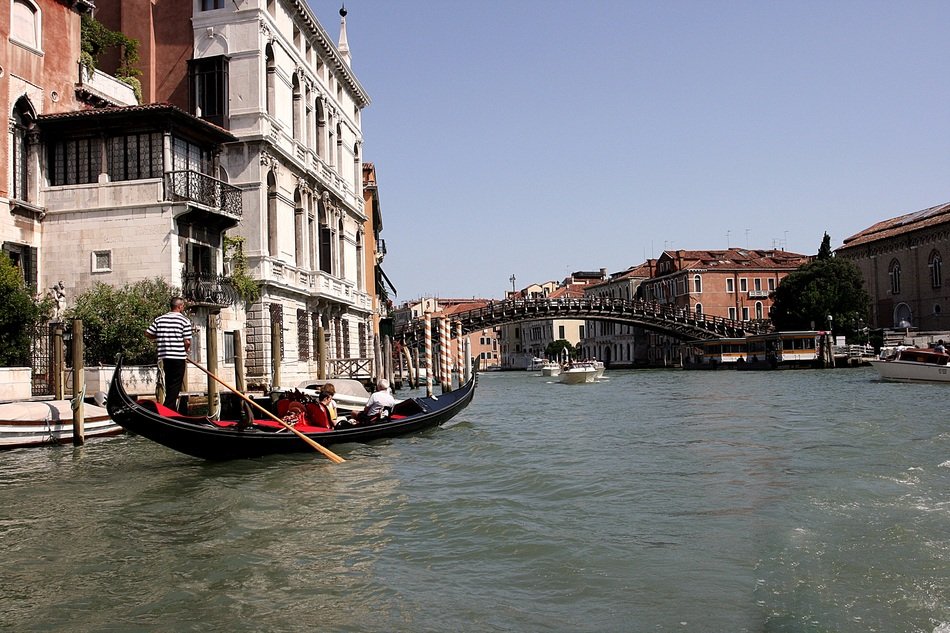 gondolas on water channels in venice on a sunny day