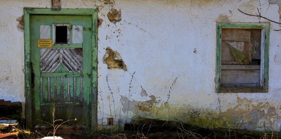 abandoned house wall