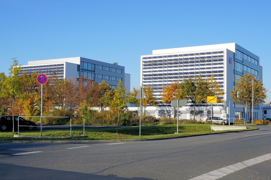office building near the road