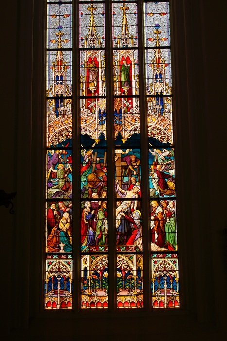 stained glass window of the church in south tyrol