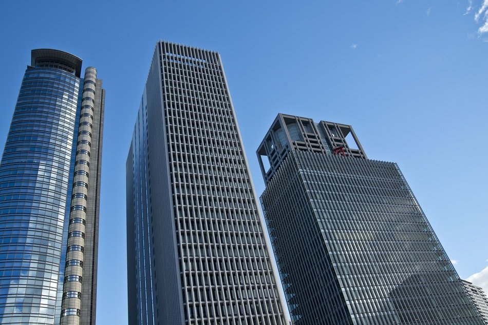 Rise Buildings at blue sky, japan