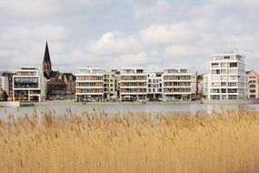 new buildings near the lake