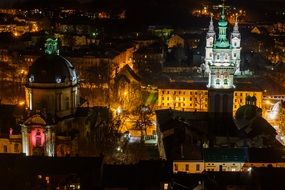 area city centre Lviv lights